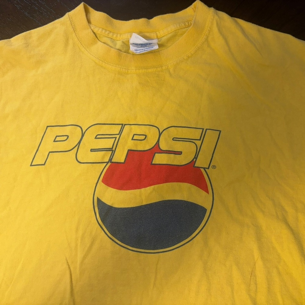 Vintage Pepsi T Shirt Mens Large Yellow M&O Knits Don Carter Bowling Graphic Tee